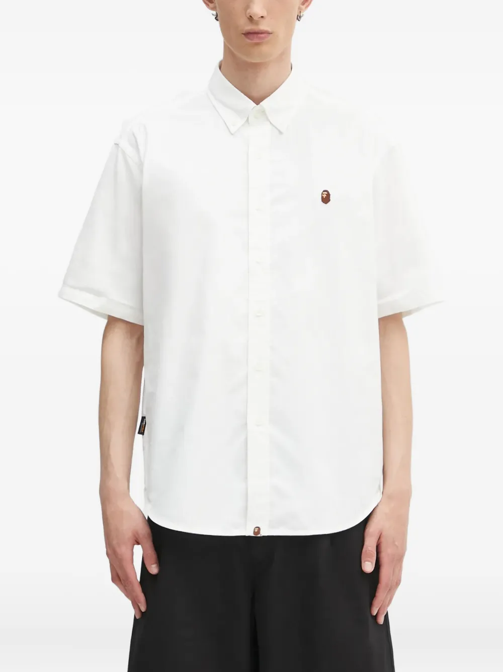 A BATHING APE One Point embroidered short-sleeve shirt Wit