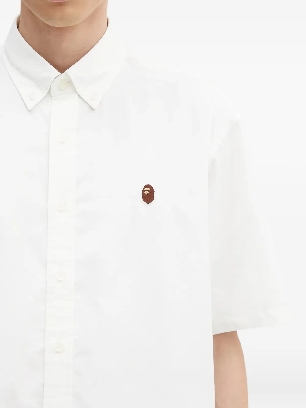 A BATHING APE One Point embroidered short-sleeve shirt Wit