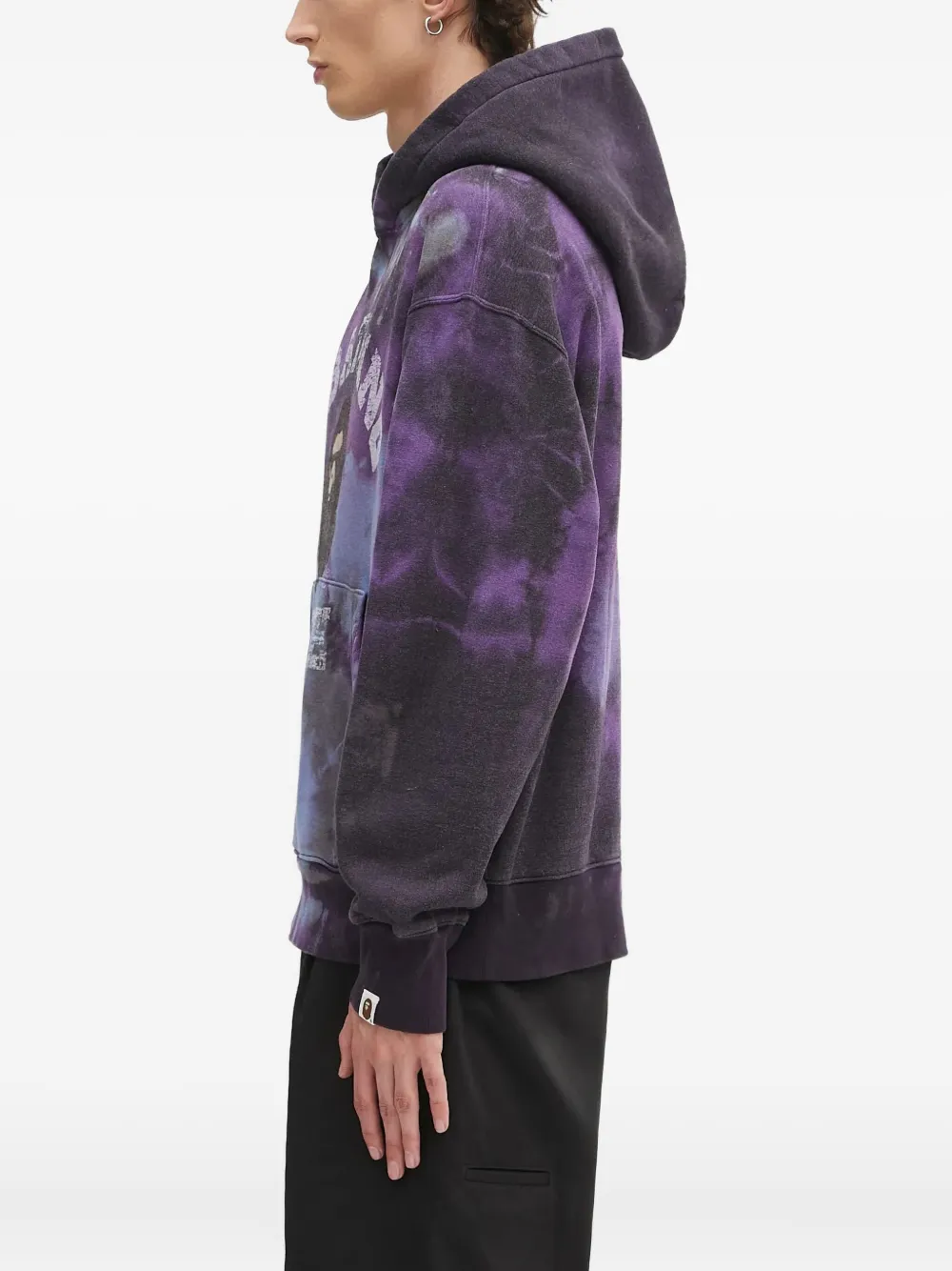 A BATHING APE Hoodie met tie-dye print Zwart