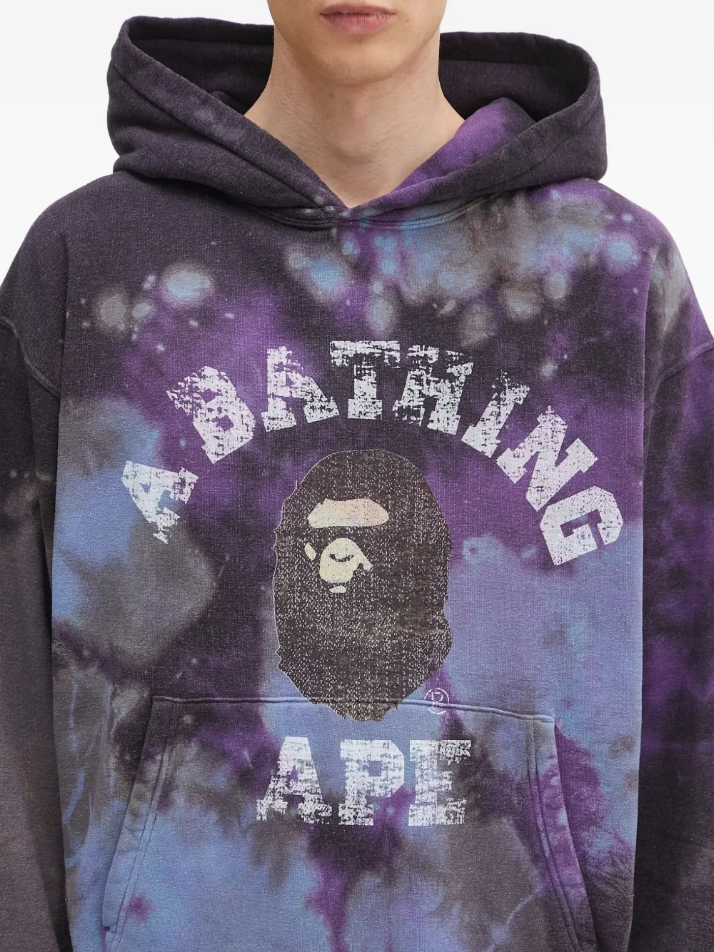 A BATHING APE Hoodie met tie-dye print Zwart