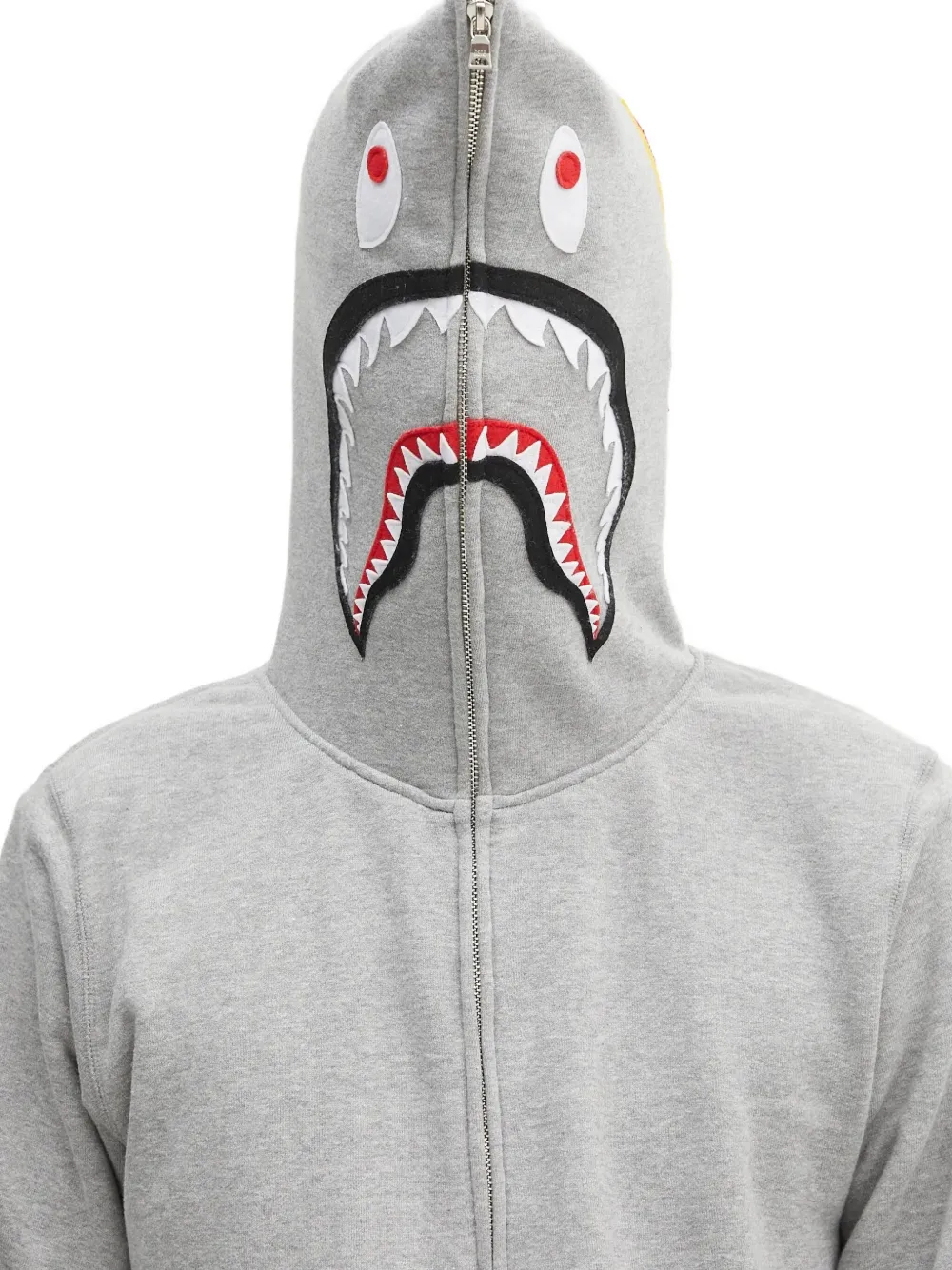 A BATHING APE shark-hooded zip-up sweatshirt Grijs