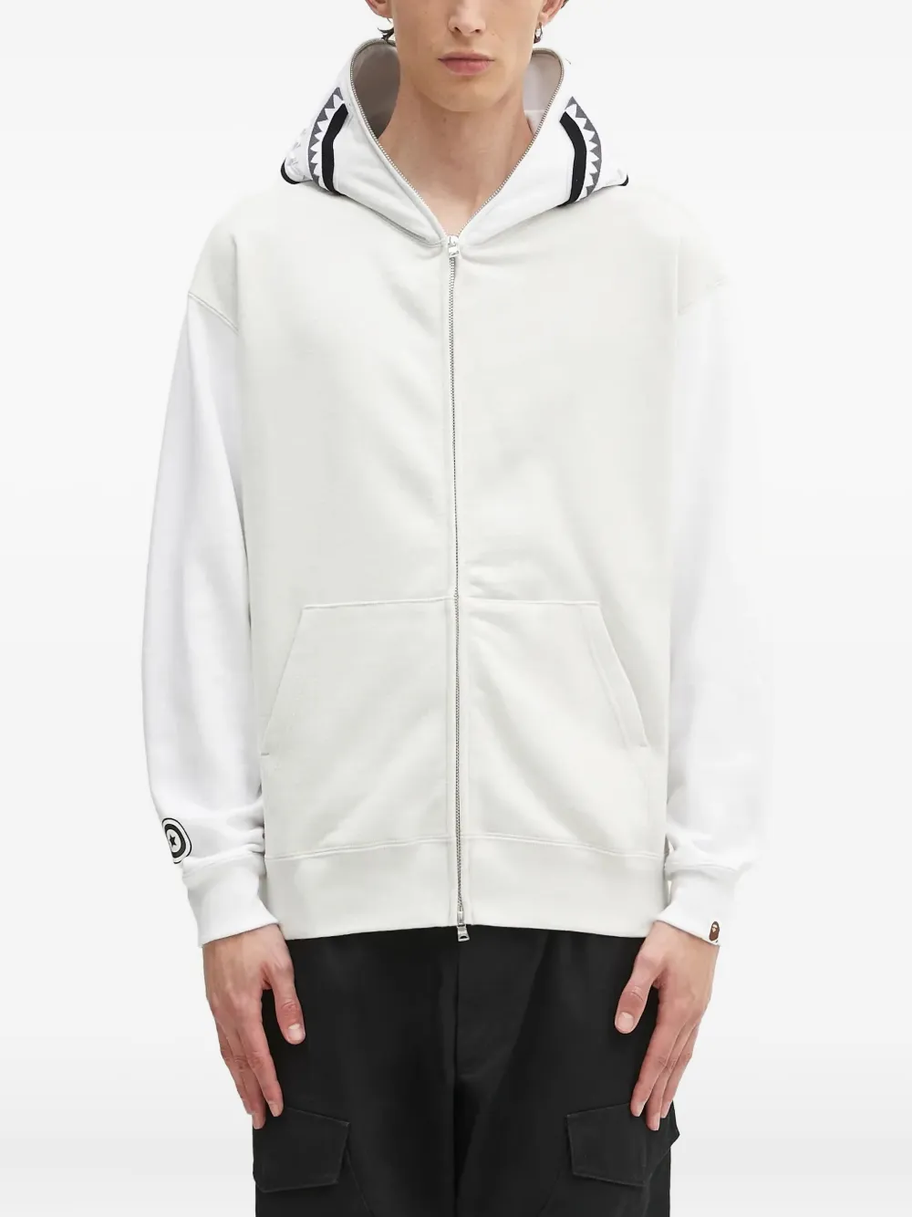 A BATHING APE shark-pattern zip-up hoodie Wit