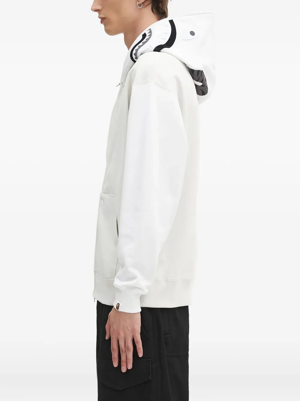 A BATHING APE Hoodie met haaienpatroon en rits Wit