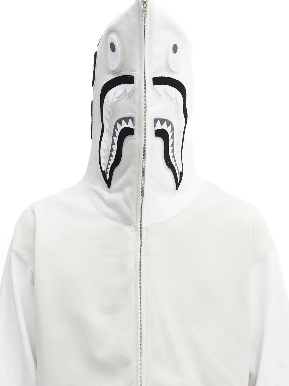 A BATHING APE Hoodie met haaienpatroon en rits Wit