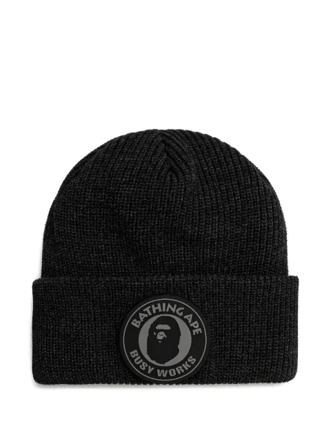 A BATHING APE® logo-patch beanie hat