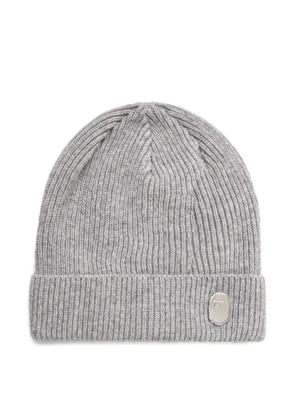 A BATHING APE ribbed logo beanie Grijs