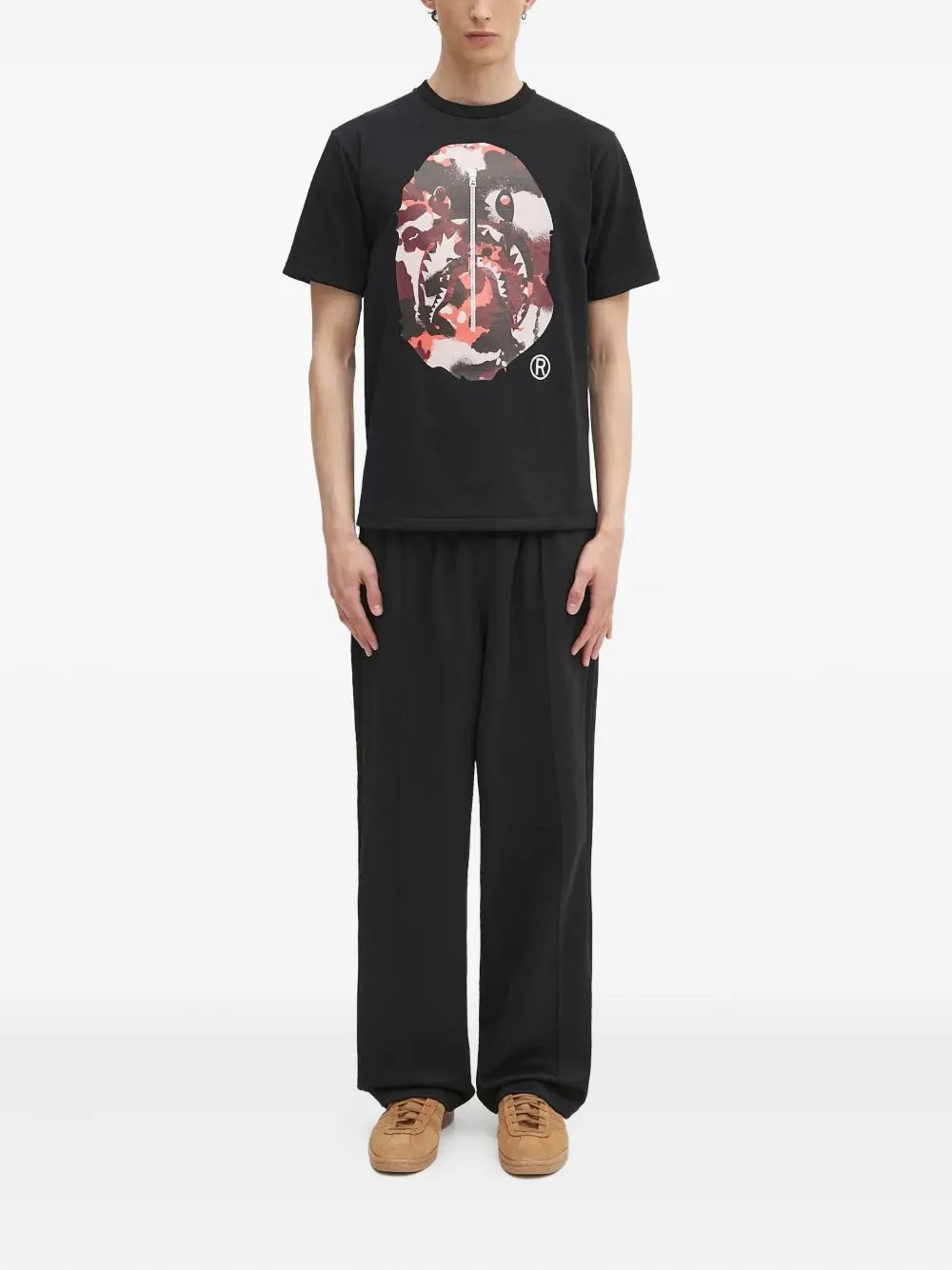 A BATHING APE printed T-shirt Zwart
