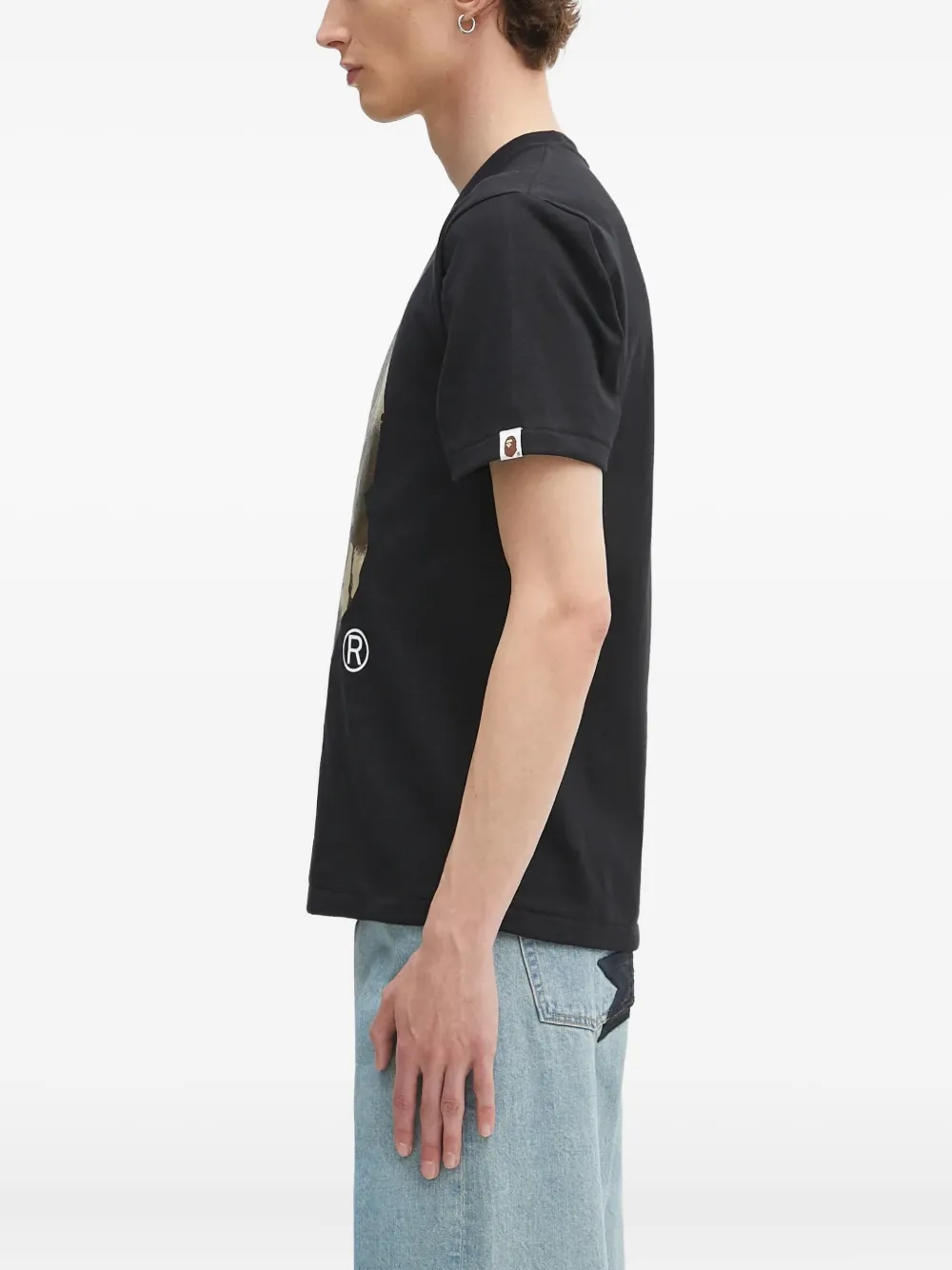 A BATHING APE camo-print Ape-head T-shirt Zwart