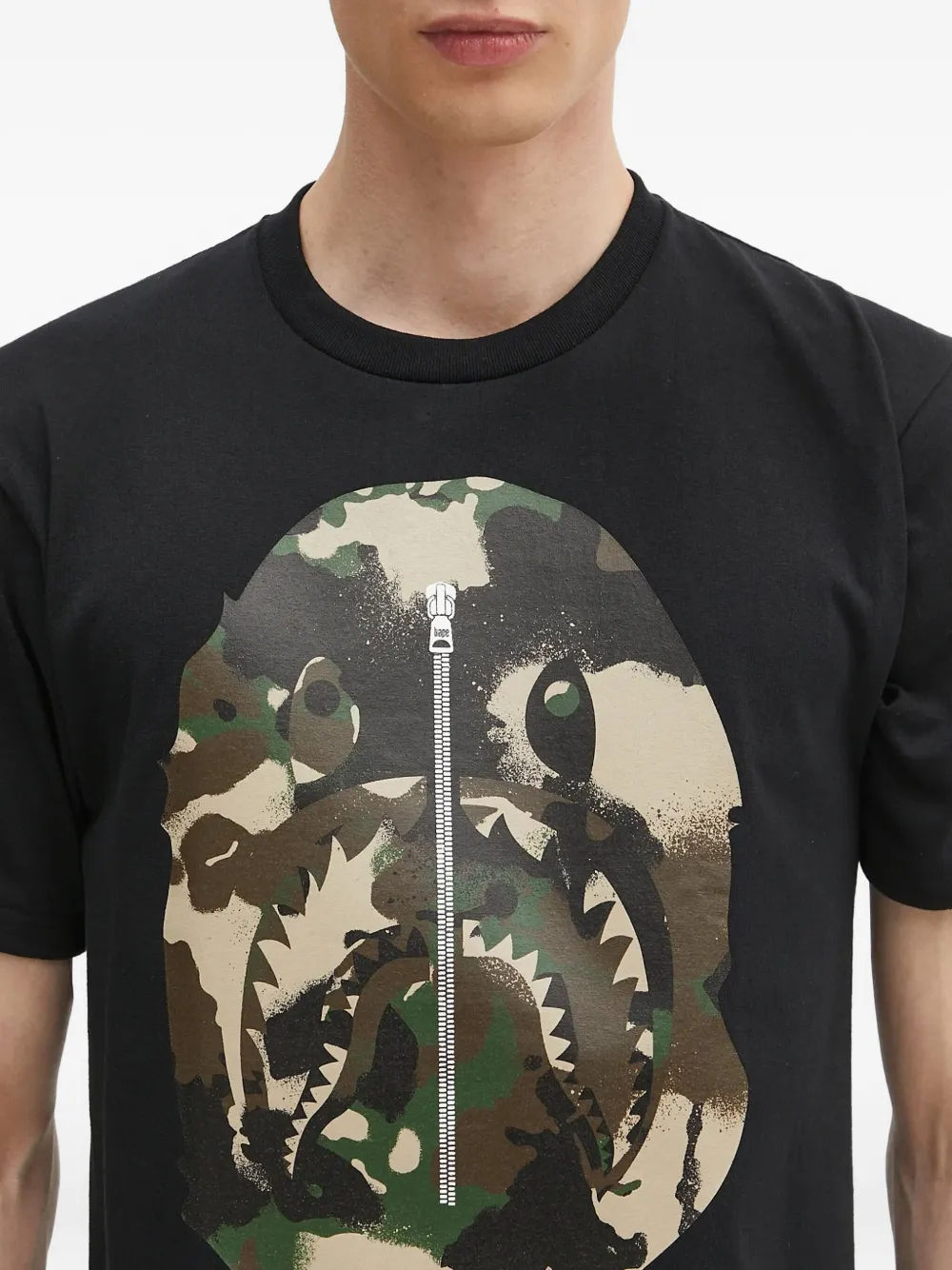 A BATHING APE camo-print Ape-head T-shirt Zwart
