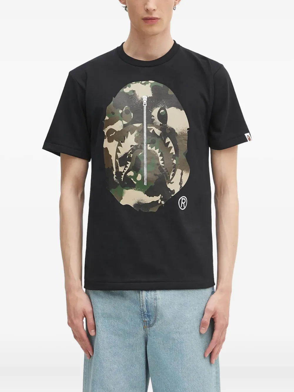 A BATHING APE camo-print Ape-head T-shirt Zwart