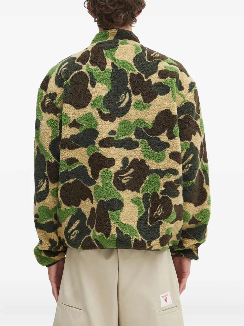 A BATHING APE camouflage-print fleece bomber jacket Groen