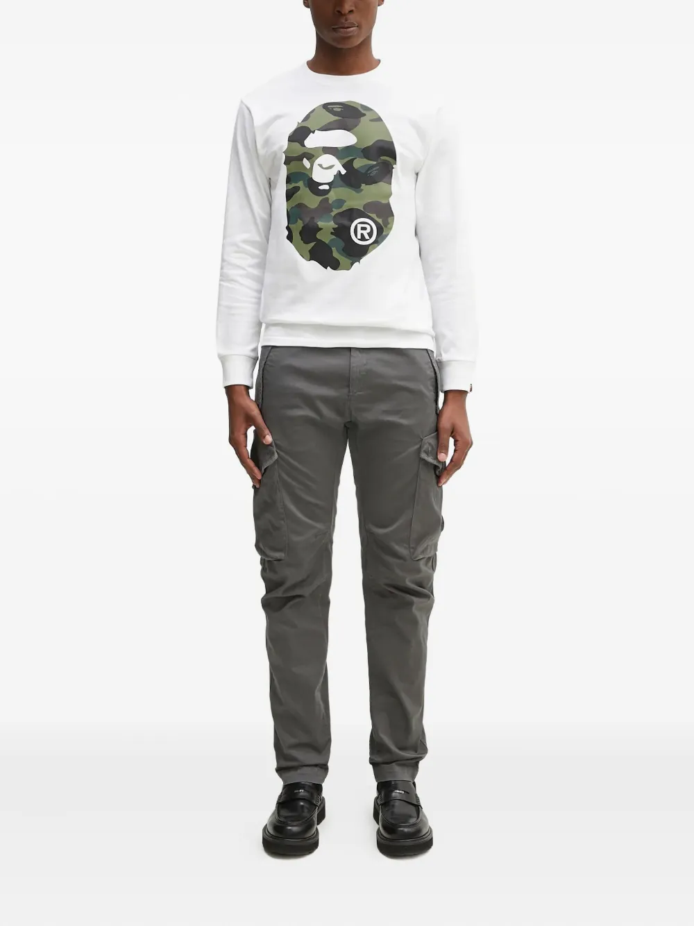 A BATHING APE 1st Camo Big Ape Head long-sleeve T-shirt Wit