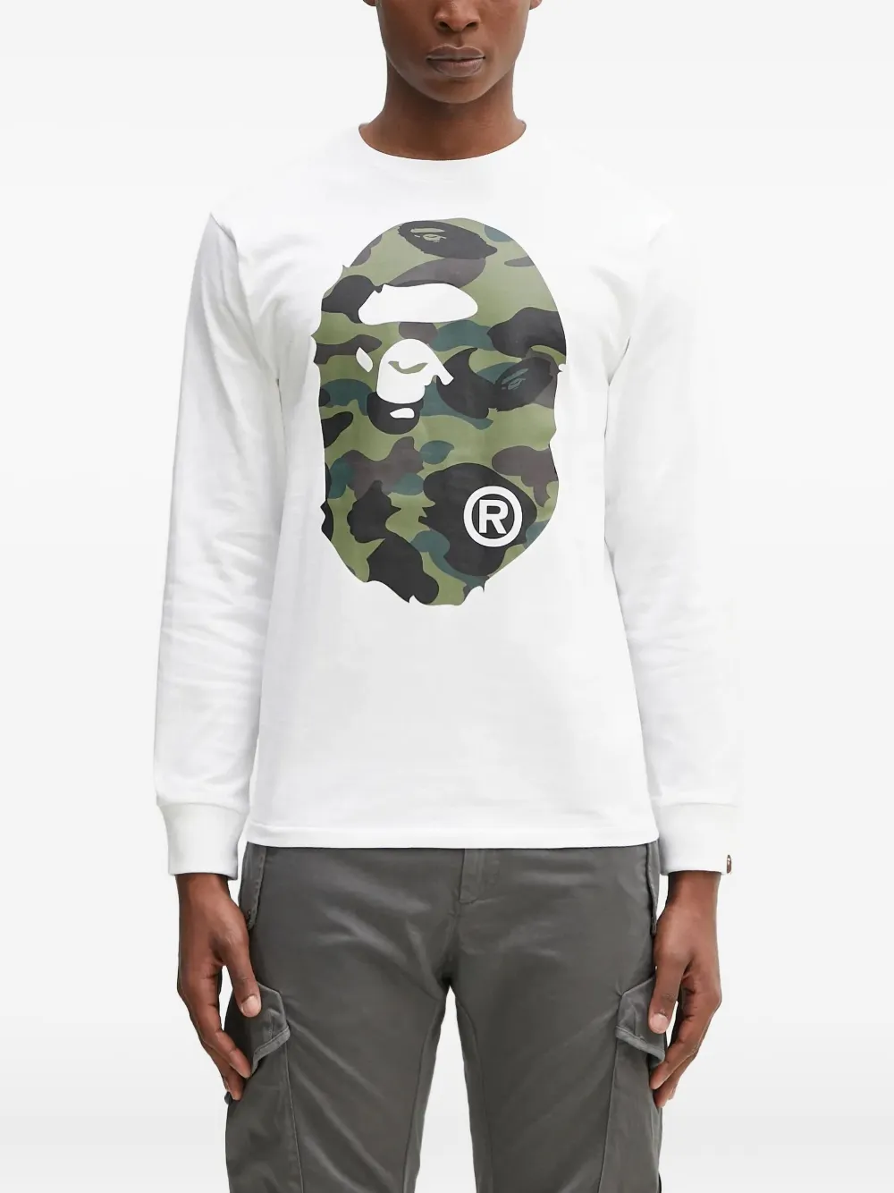 A BATHING APE 1st Camo Big Ape Head long-sleeve T-shirt Wit