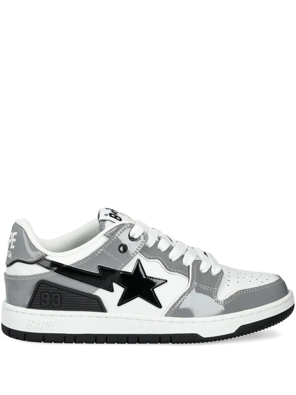 A BATHING APE star-patch leather sneakers White