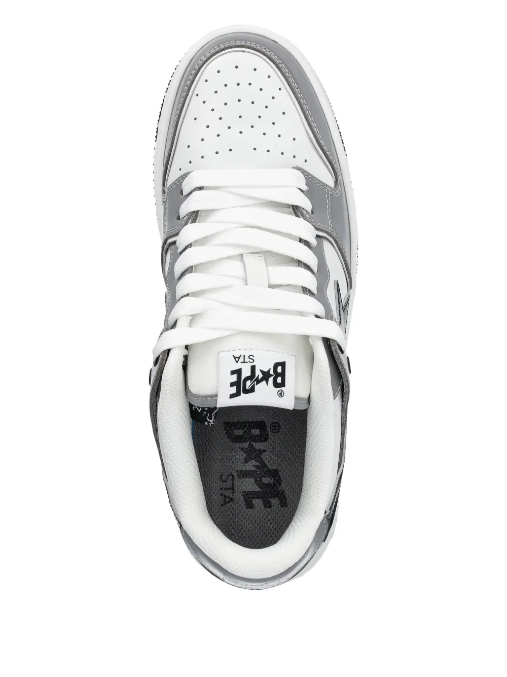 A BATHING APE star-patch leather sneakers White
