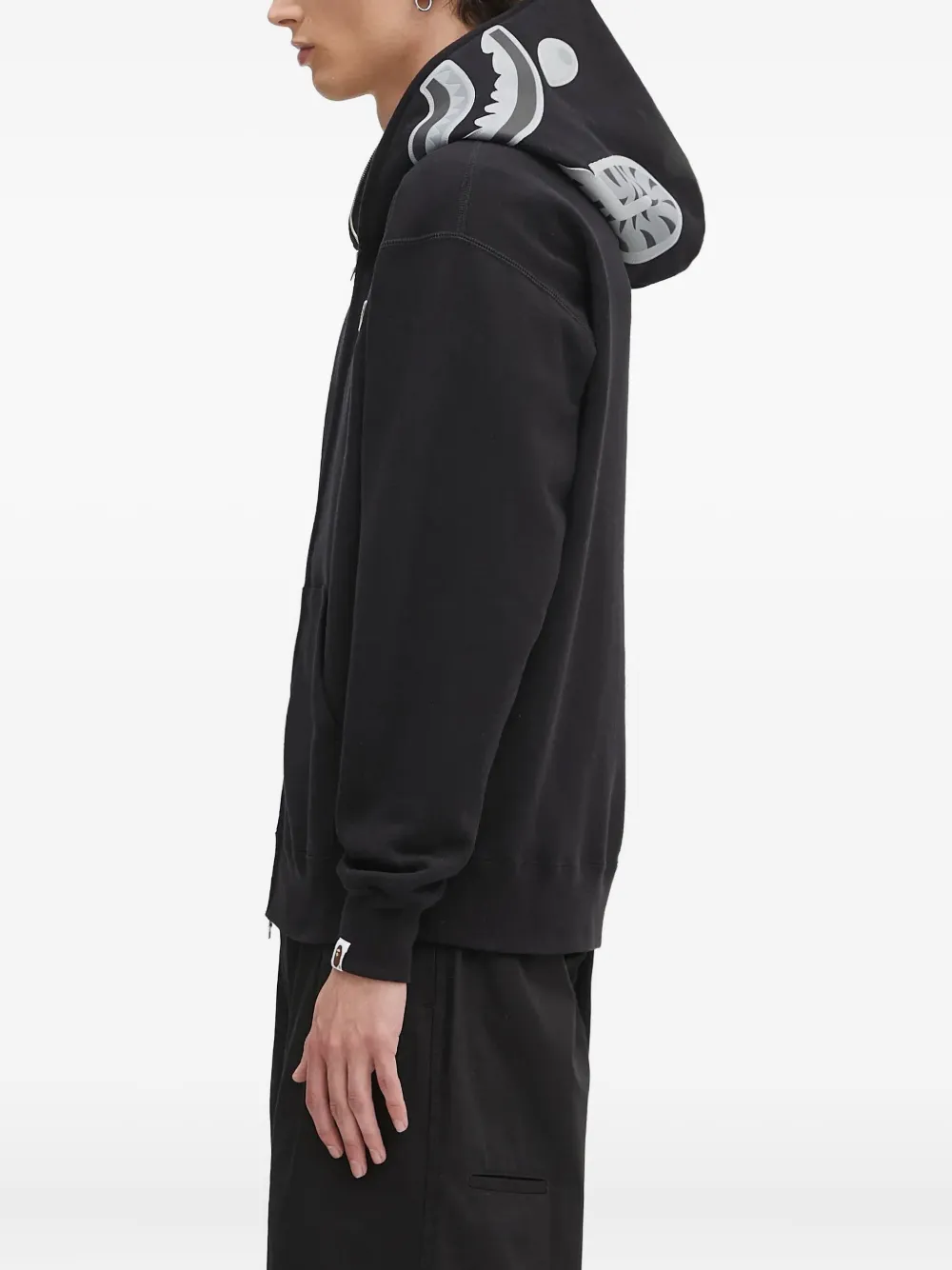 A BATHING APE shark-hooded zip-up hoodie Zwart