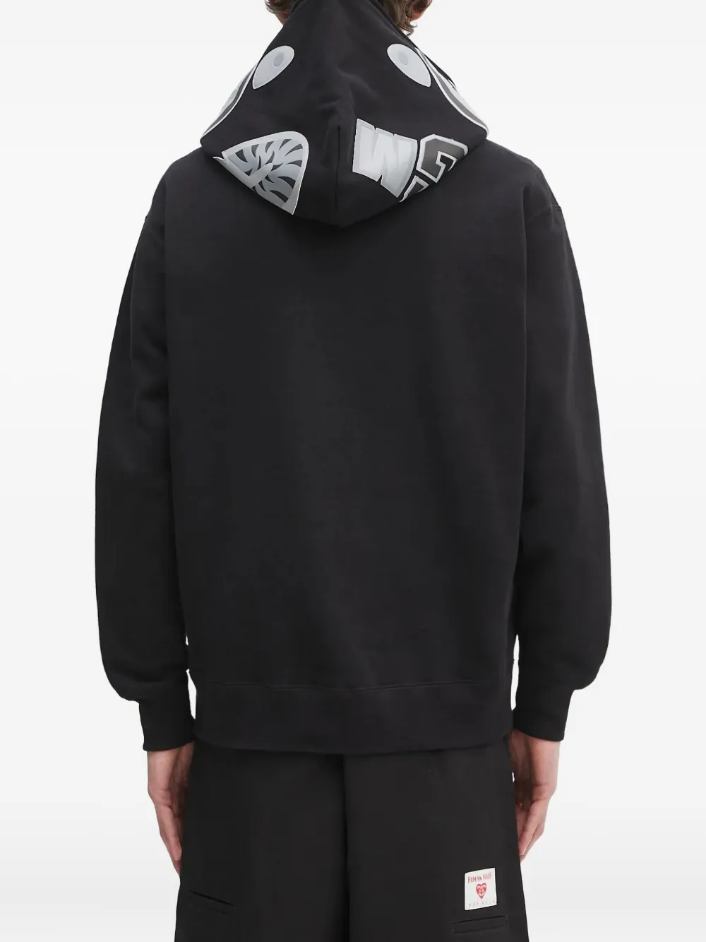 A BATHING APE shark-hooded zip-up hoodie Zwart