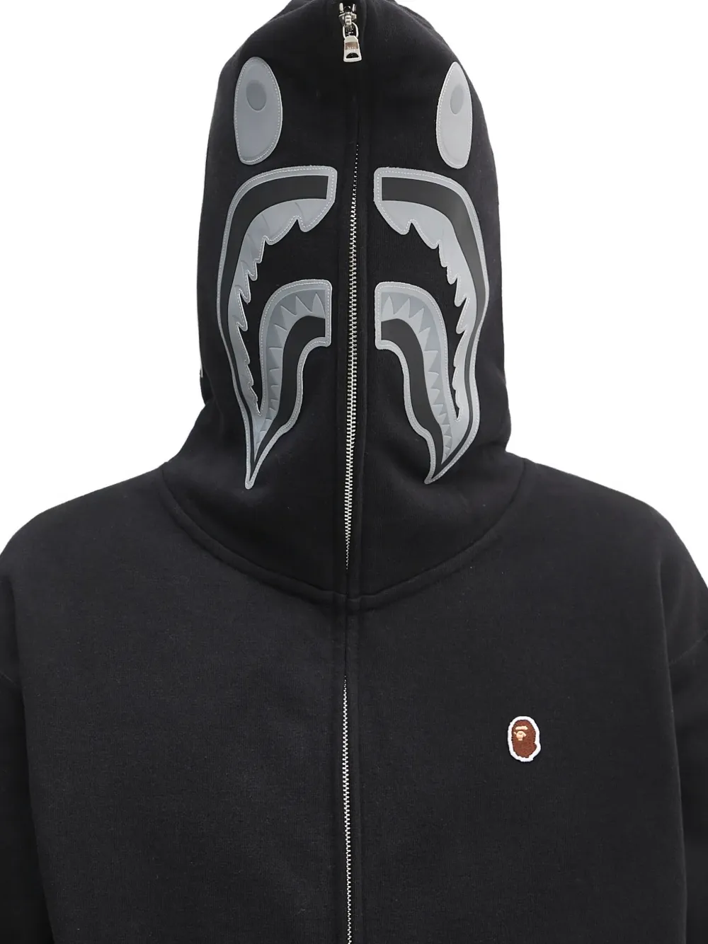 A BATHING APE shark-hooded zip-up hoodie Zwart
