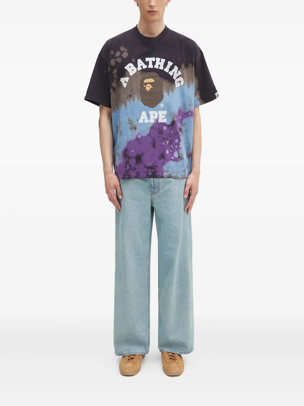 A BATHING APE tie-dye T-shirt Blauw