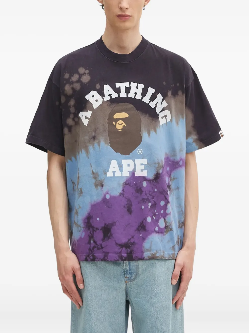 A BATHING APE tie-dye T-shirt Blauw