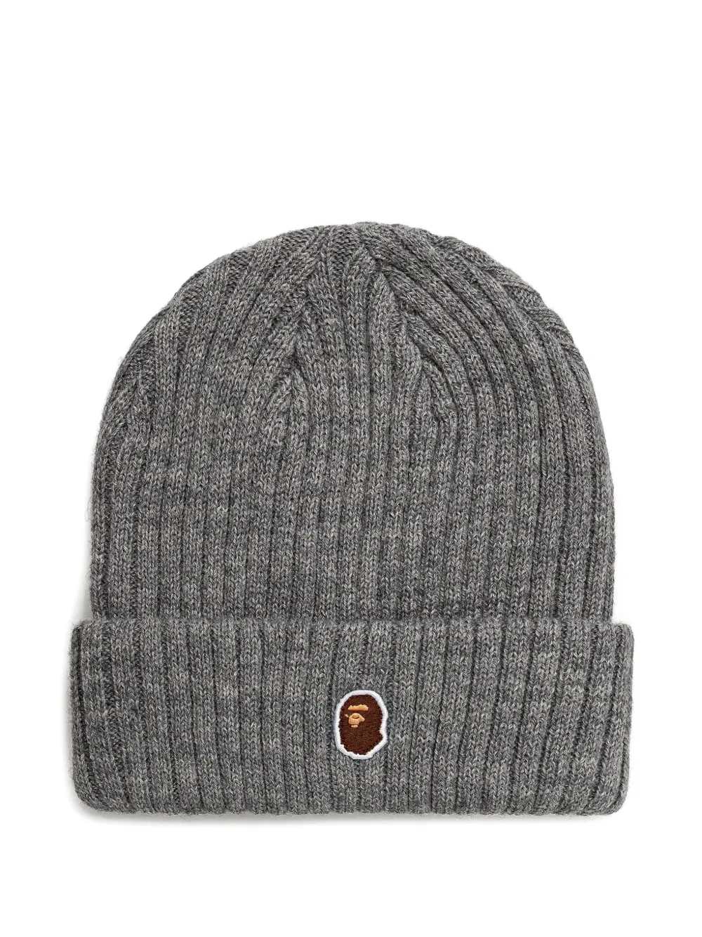 A BATHING APE ribbed-knit logo beanie Grijs