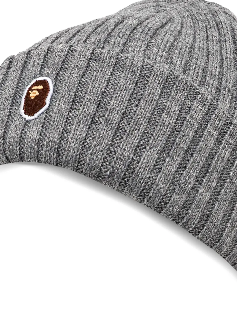 A BATHING APE Ribgebreide muts met logopatch Grijs