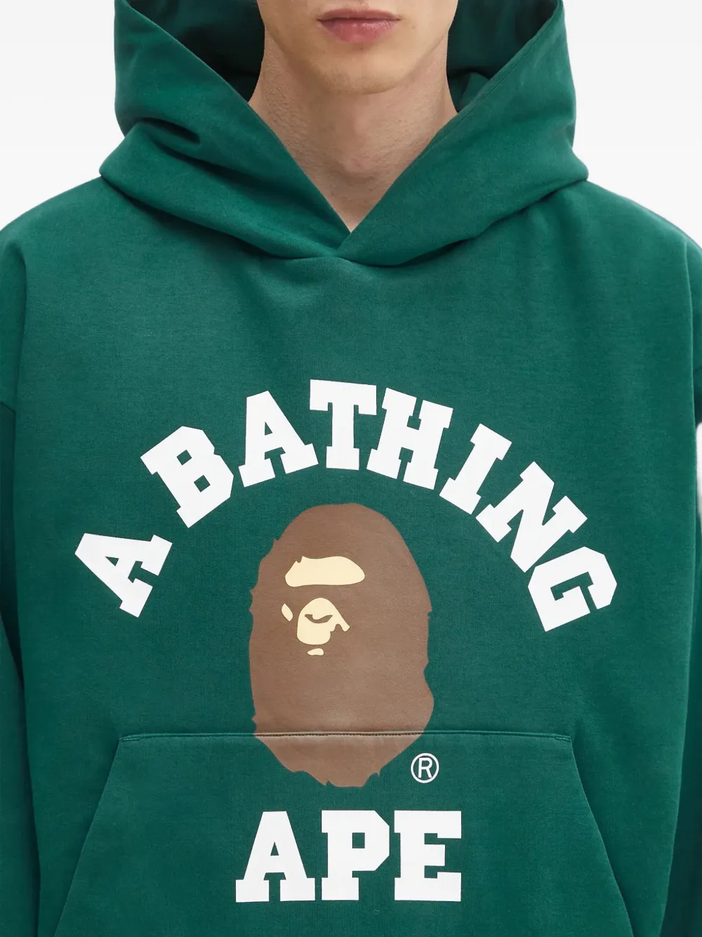 A BATHING APE logo-print hoodie GRN