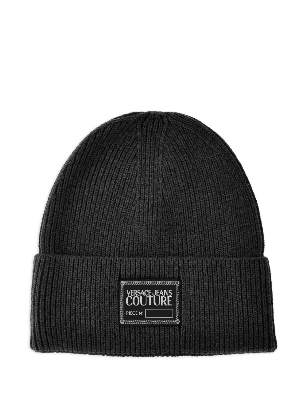Versace Jeans Couture ribbed logo-plaque beanie | Black | Image 1