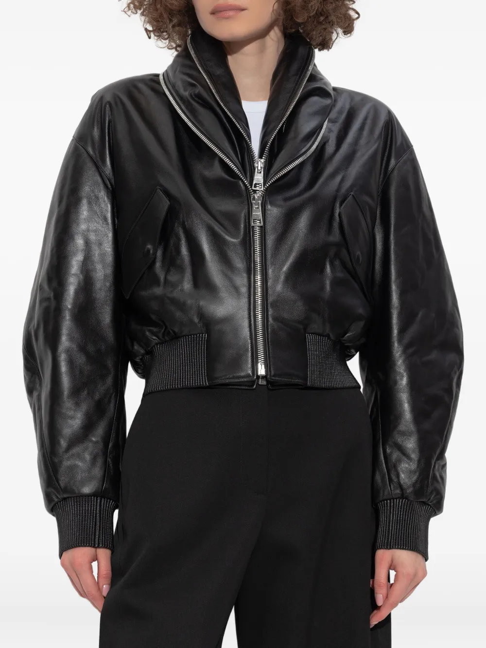 Givenchy Leren bikerjack met dubbele rits Zwart