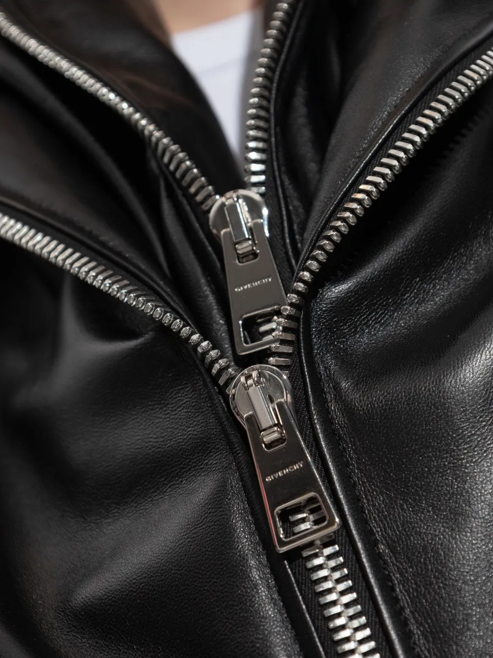 Givenchy Leren bikerjack met dubbele rits Zwart
