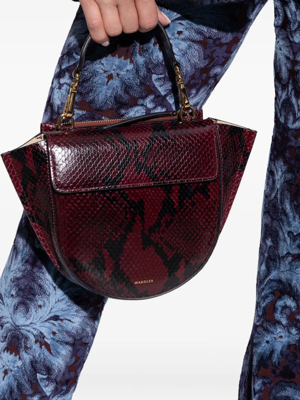 Wandler snakeskin half-moon tote bag Rood