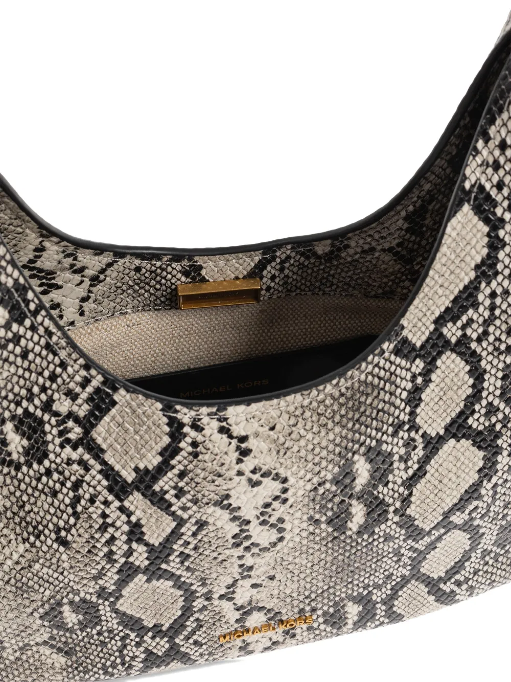 Michael Michael Kors Small Nolita Snakeskin Leather Shoulder Bag In Gray