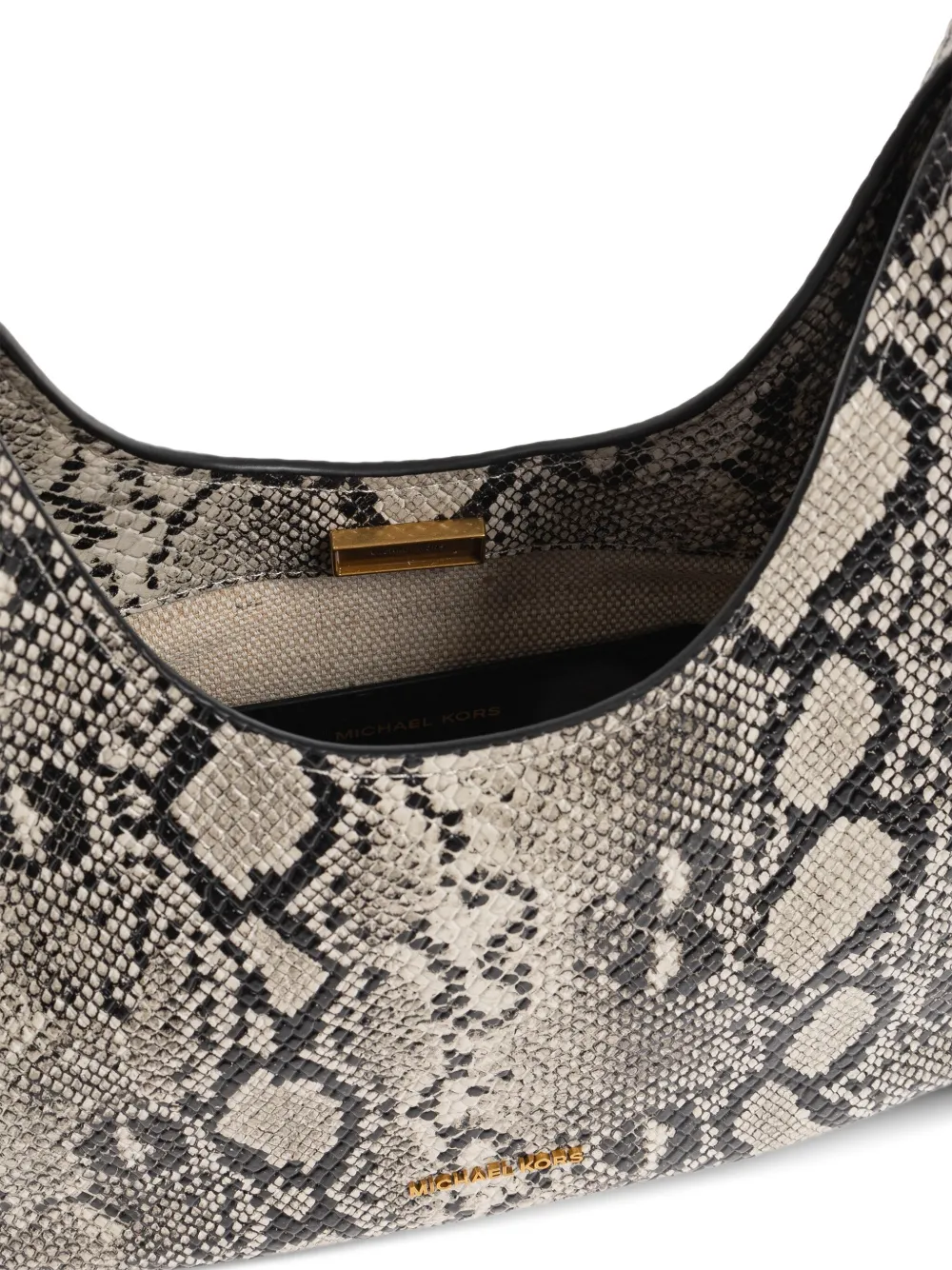 Michael Kors Nolita kleine leren schoudertas met slangenleer Grijs