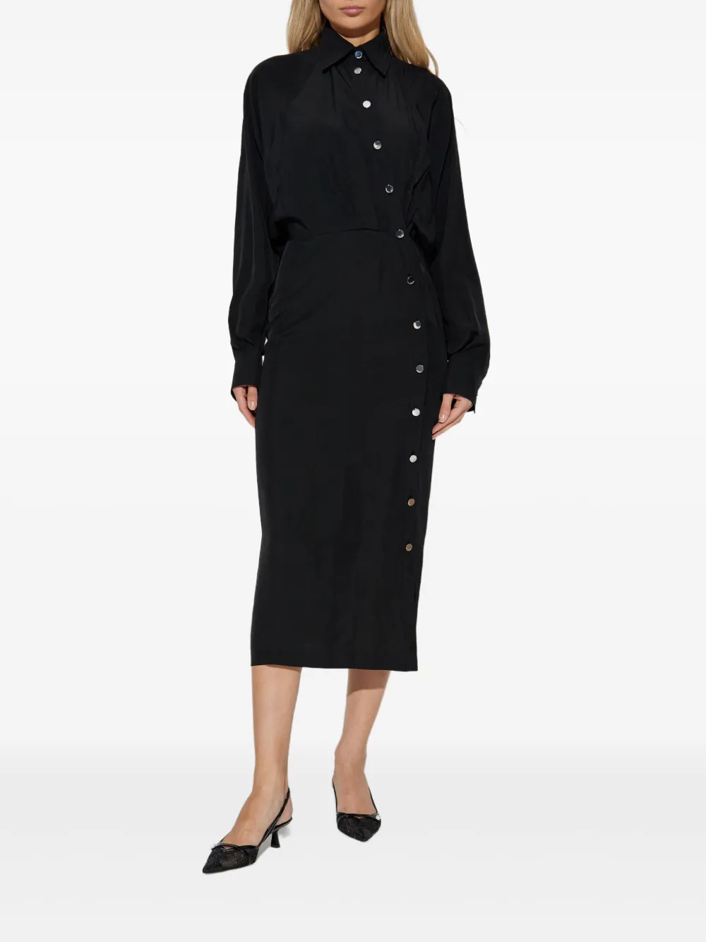 Button-Fastening Shirt Dress