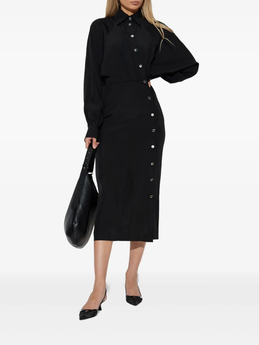 Sportmax Blousejurk met knopen - Zwart