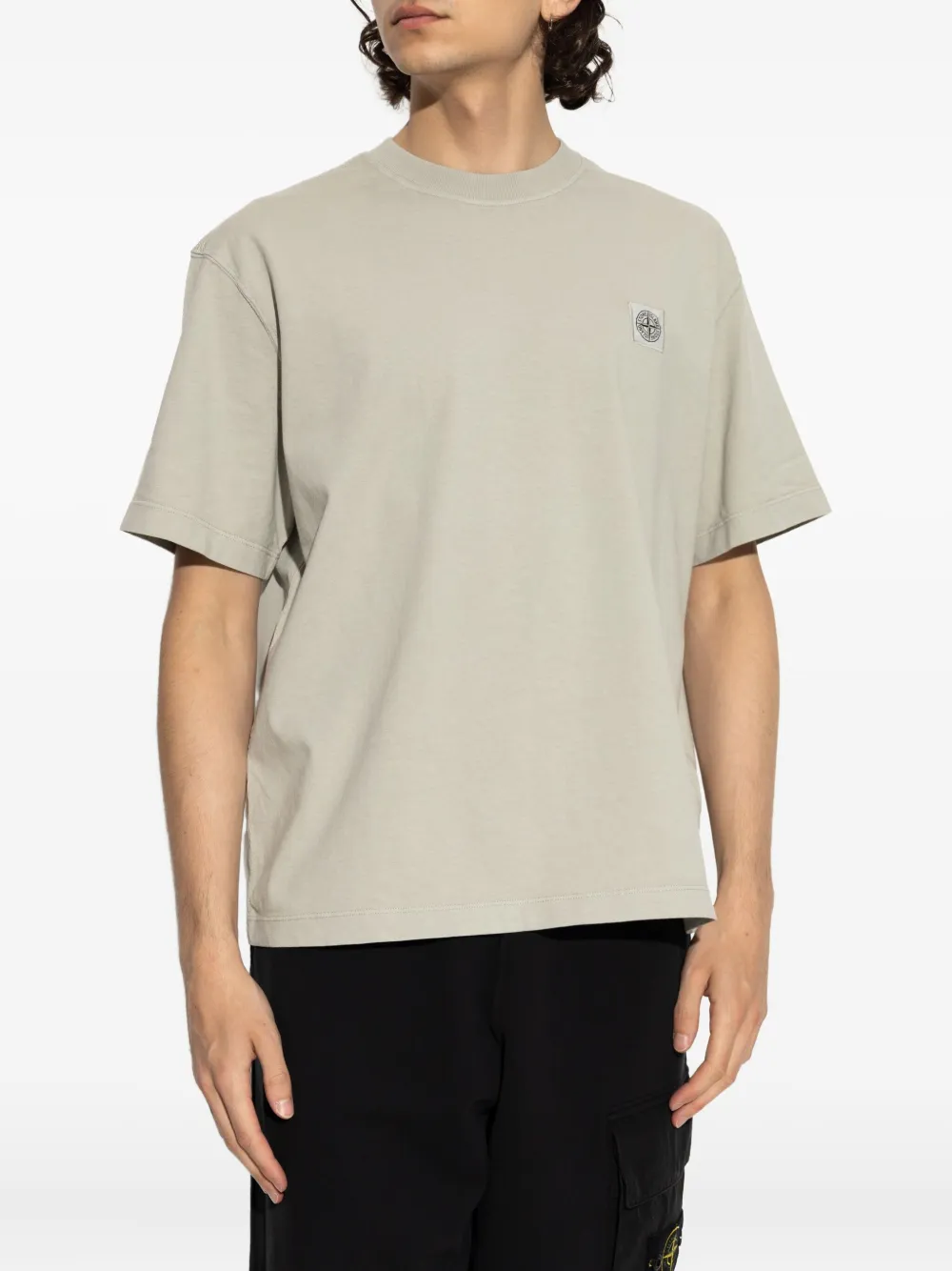 Stone Island Katoenen T-shirt met logopatch Beige