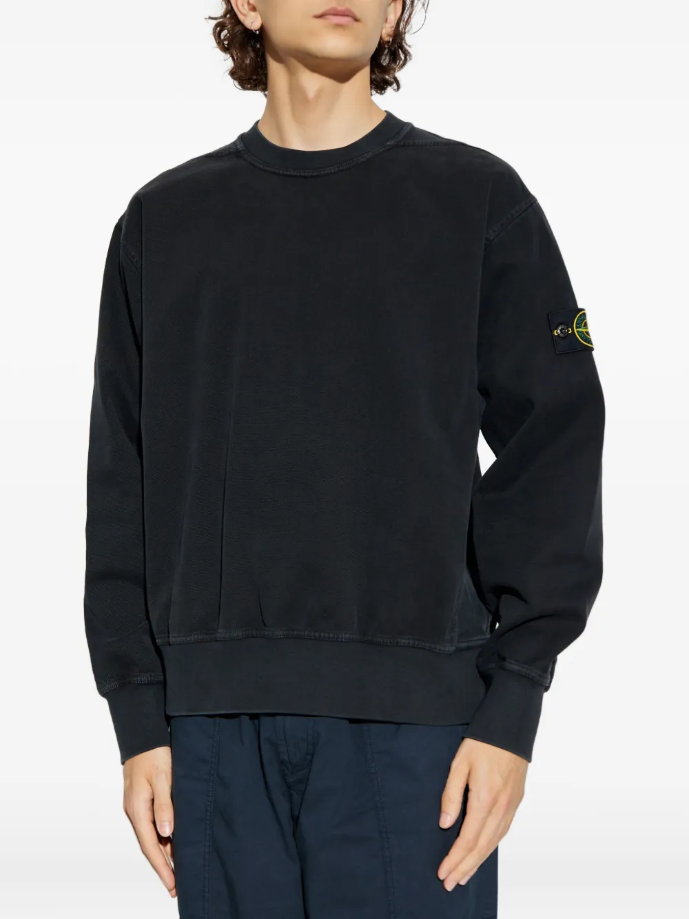 Stone Island Compass-badge crew-neck sweatshirt Zwart
