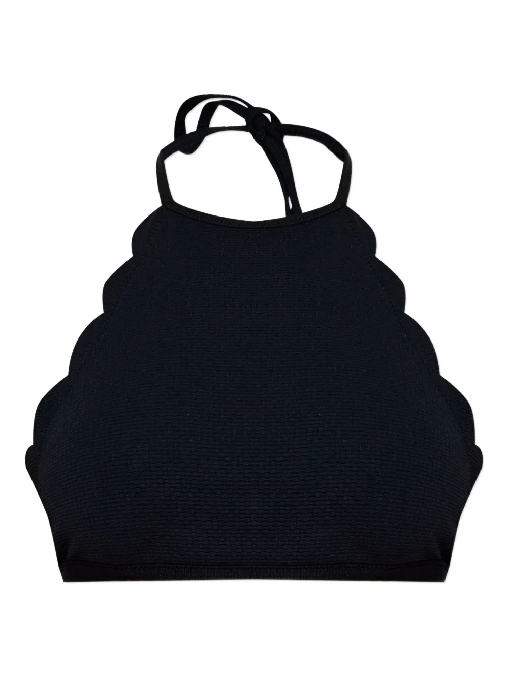 Marysia scallop-edge halter bikini top Zwart