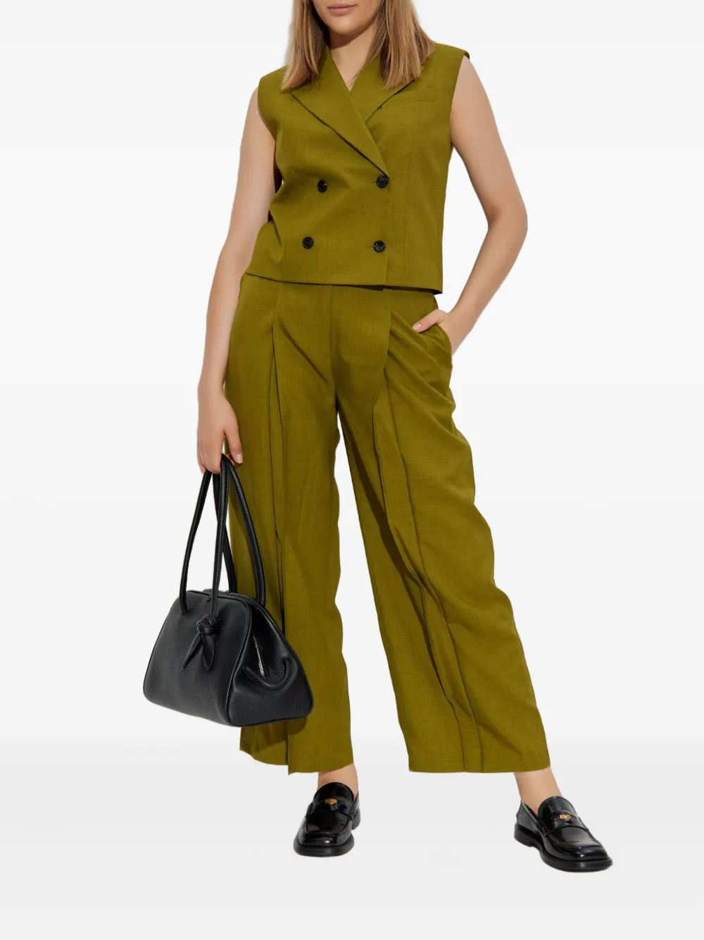 Theory pleat-detail trousers Groen