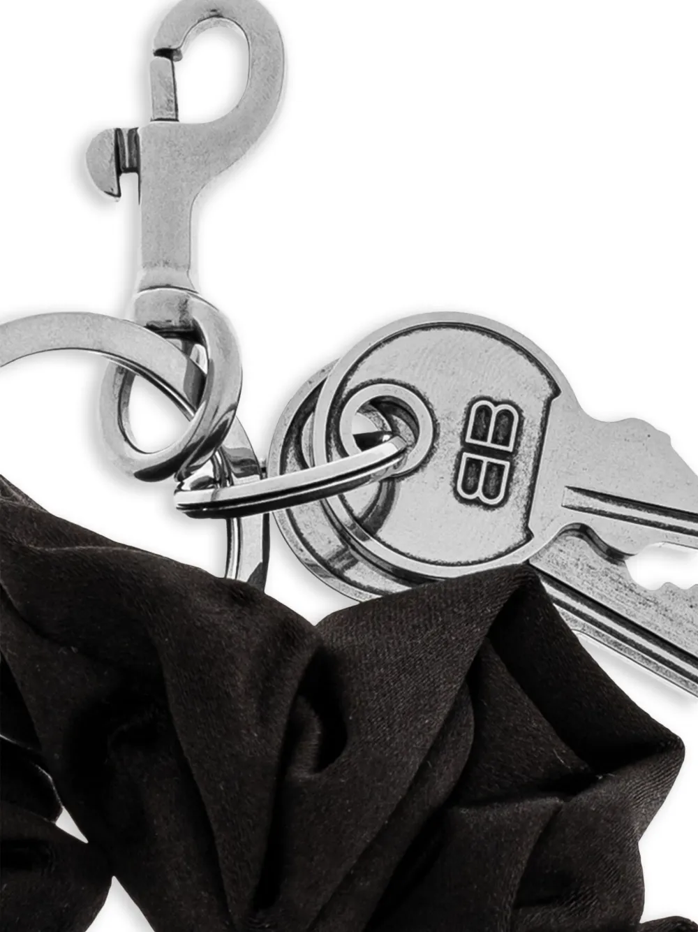 Balenciaga Bow Scrunchie-detail Keyring In Black