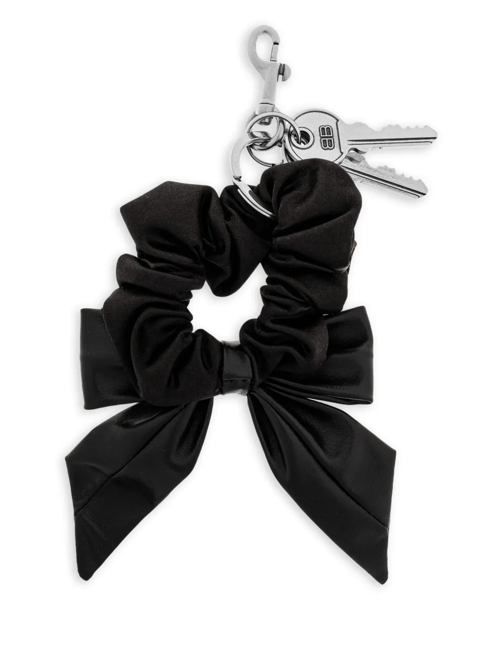 Balenciaga Bow Scrunchie-detail Keyring In Black