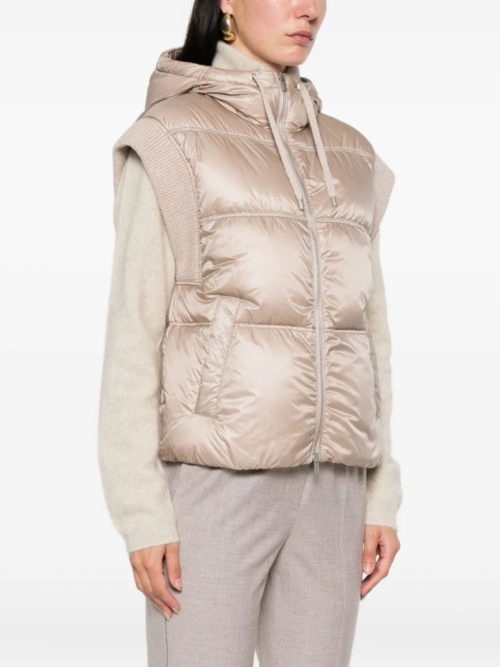 Peserico hooded quilted vest Beige