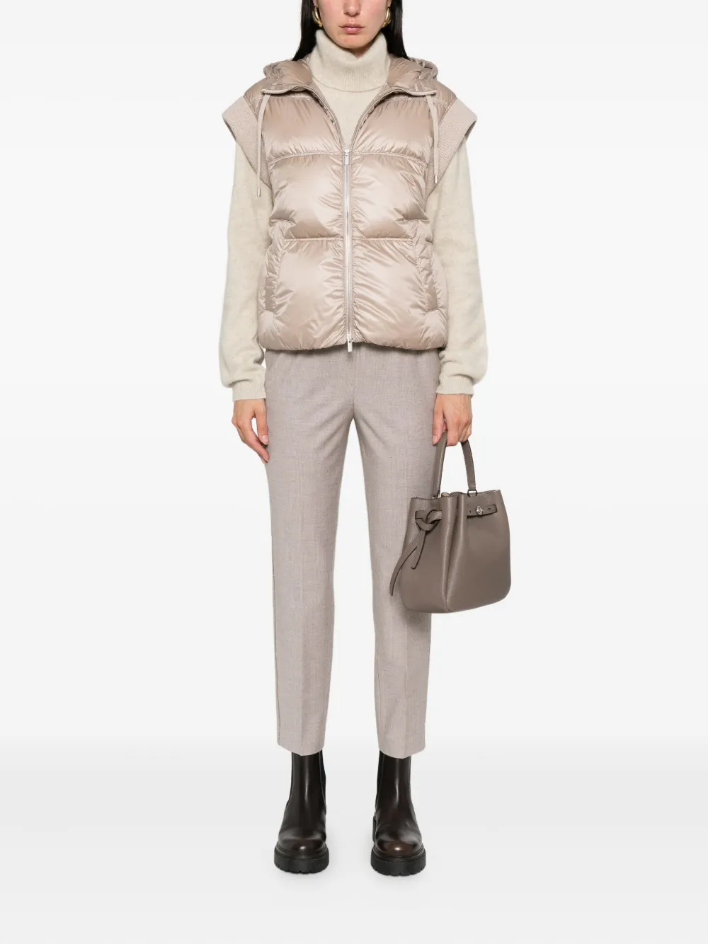 Peserico hooded quilted vest Beige