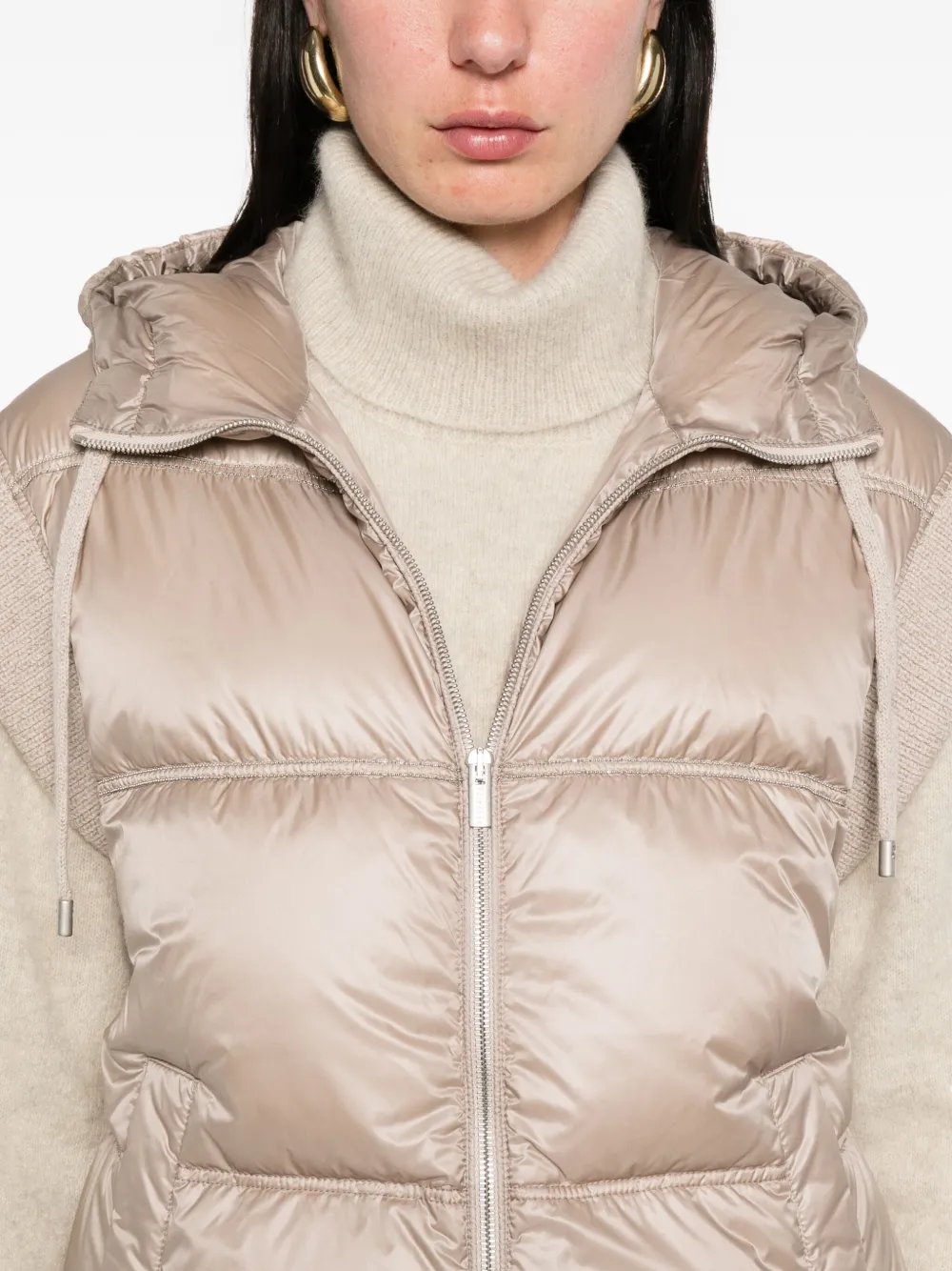 Peserico hooded quilted vest Beige