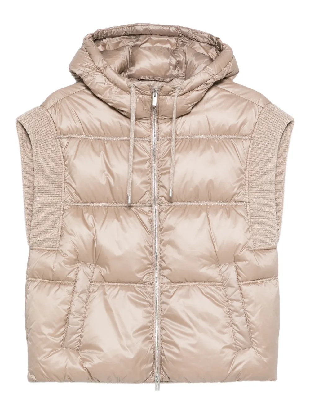 Peserico hooded quilted vest Beige