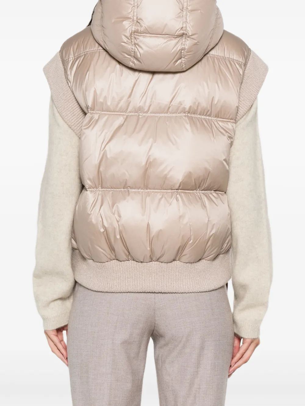 Peserico hooded quilted vest Beige