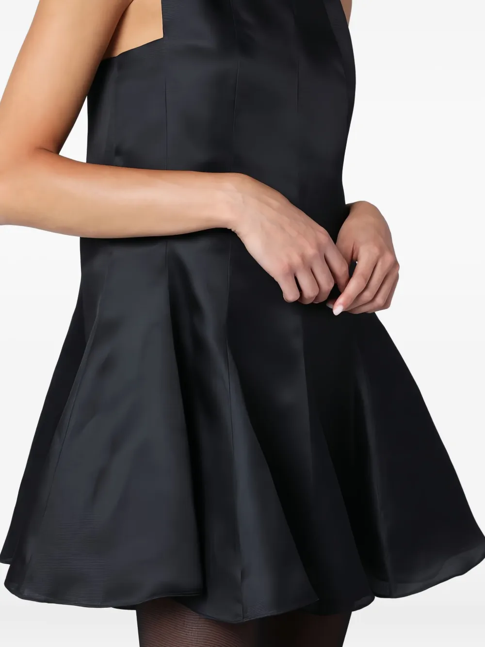 Khaite Sleeveless Satin-effect Flared Mini Dress In Black