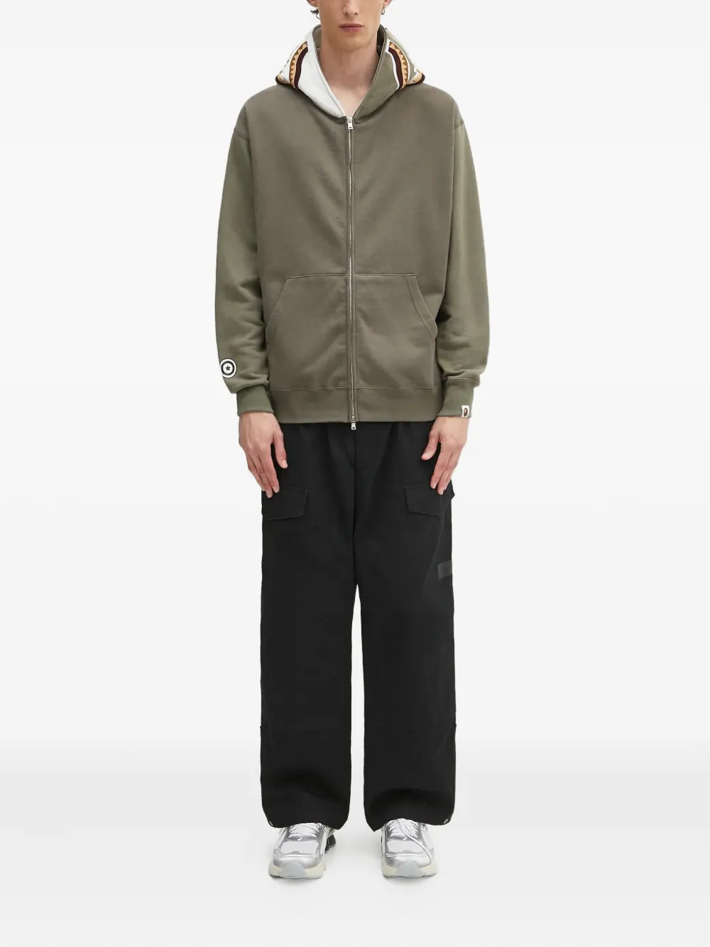 A BATHING APE shark-pattern hoodie Groen
