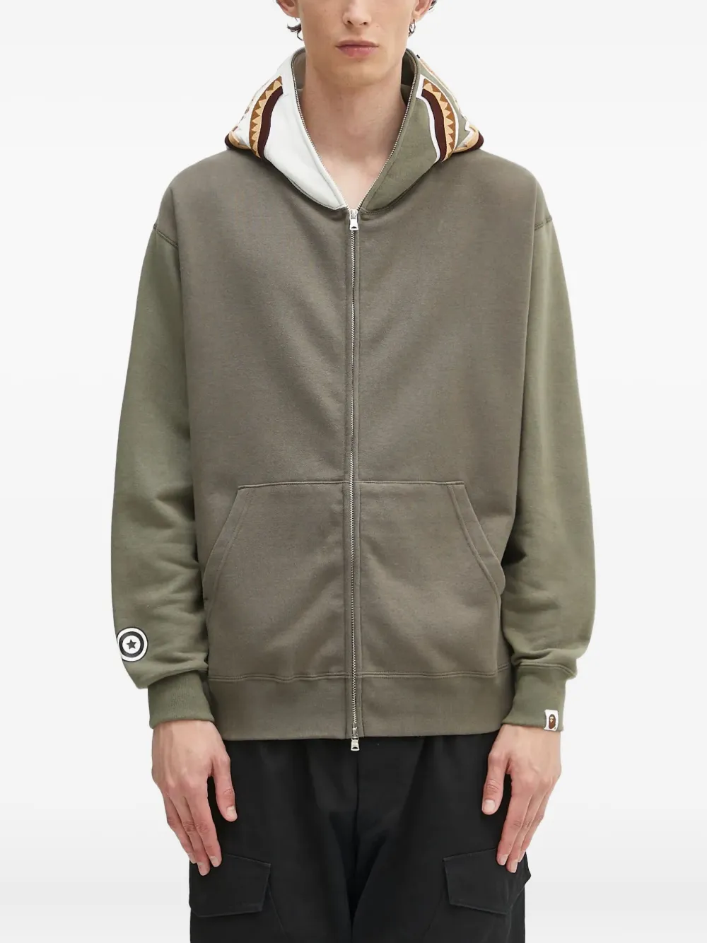 A BATHING APE shark-pattern hoodie Groen