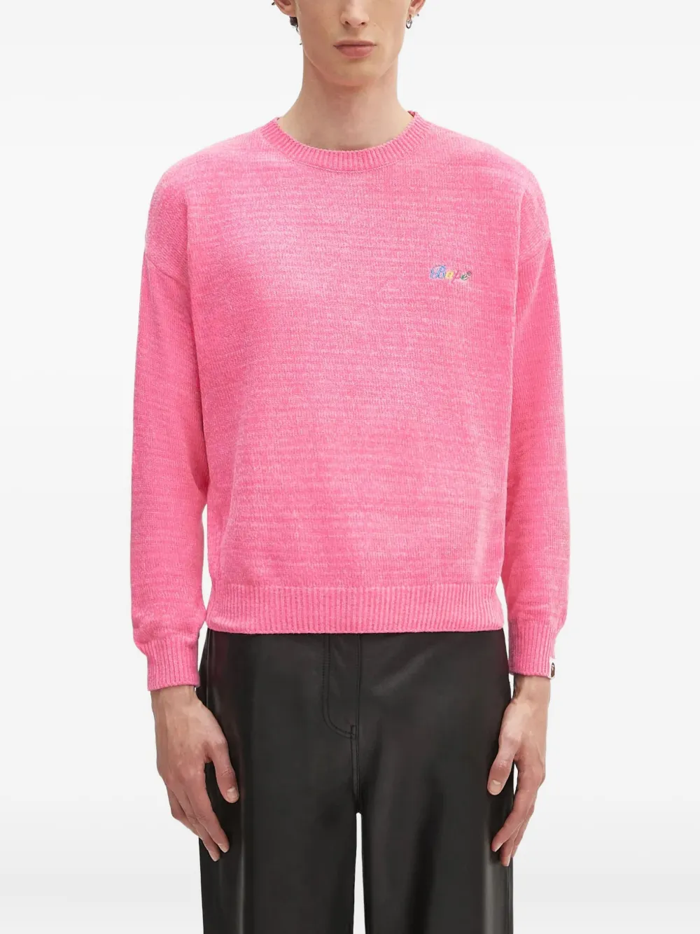 A BATHING APE embroidered crew-neck sweater Roze